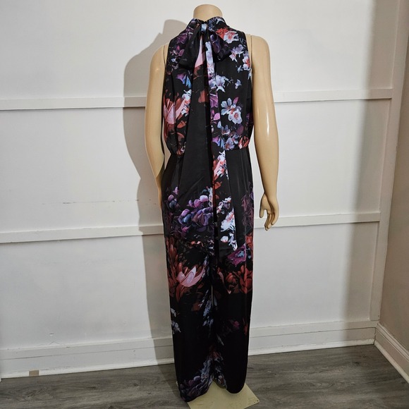 Ted Baker Floral Halter Neck Wide Leg Jumpsuit Black Multi Size 5/US 12 - Picture 4 of 14
